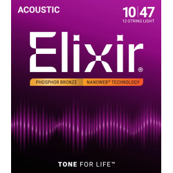 Elixir Nanoweb Acoustic Phosphor Bronze 16152 12-String 10-47 / 10-27 Light